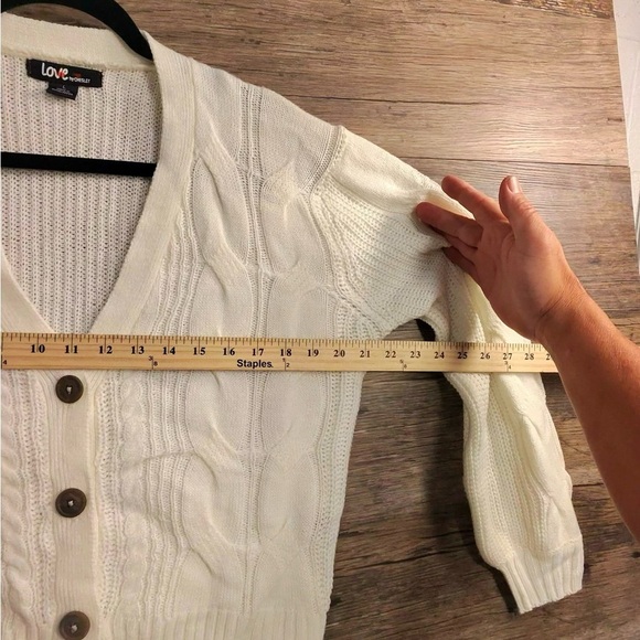 Love by Chelsea Cream Cardigan Sweater Classic Knit Design - Picture 6 of 8